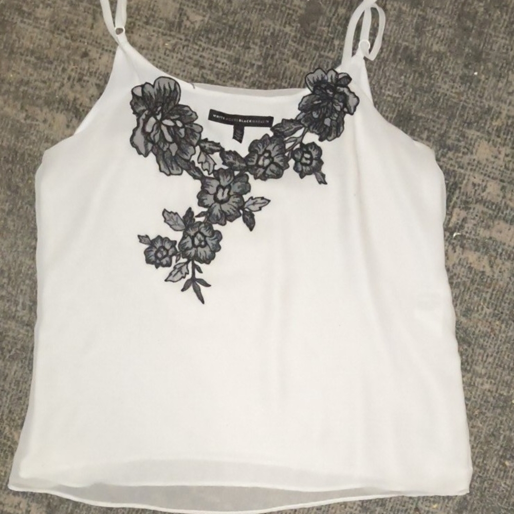 Floral Embroidered White Top